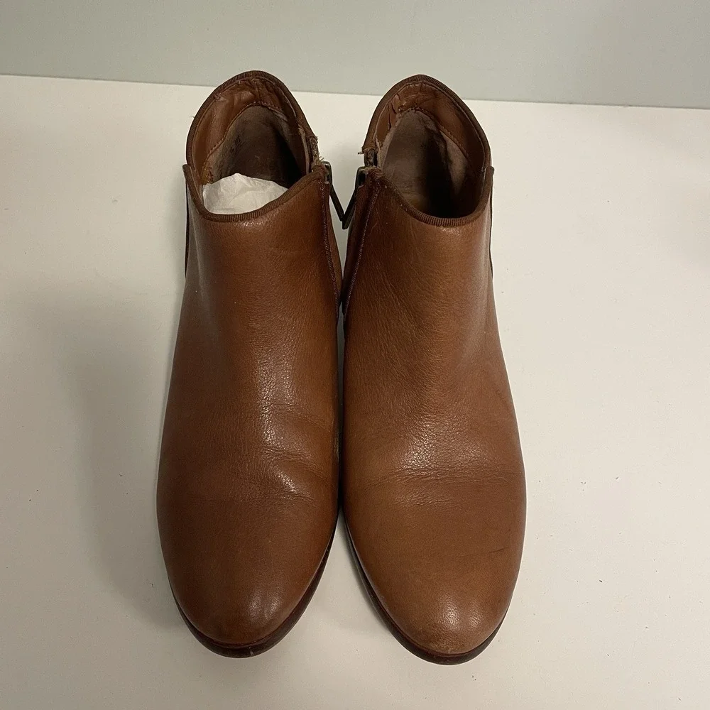 Sam‎ Edelman Petty Womens Size 7.5 Brown Saddle Leather Zip Up Ankle Boots